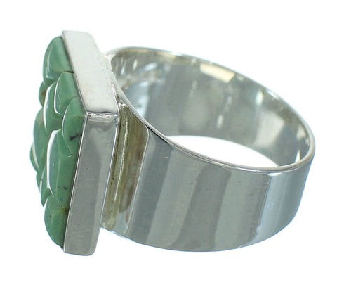 Sterling Silver Turquoise Inlay Ring Size 8-3/4 QX69104